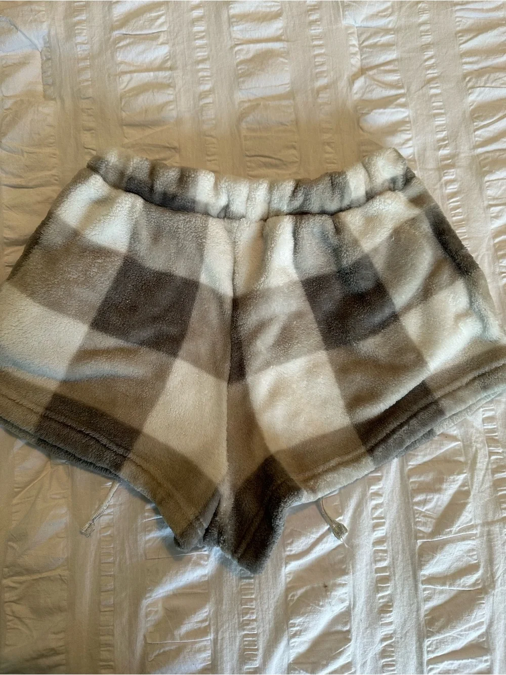 Garage Plaid Plush Fleece Lounge Pajama Shorts Medium